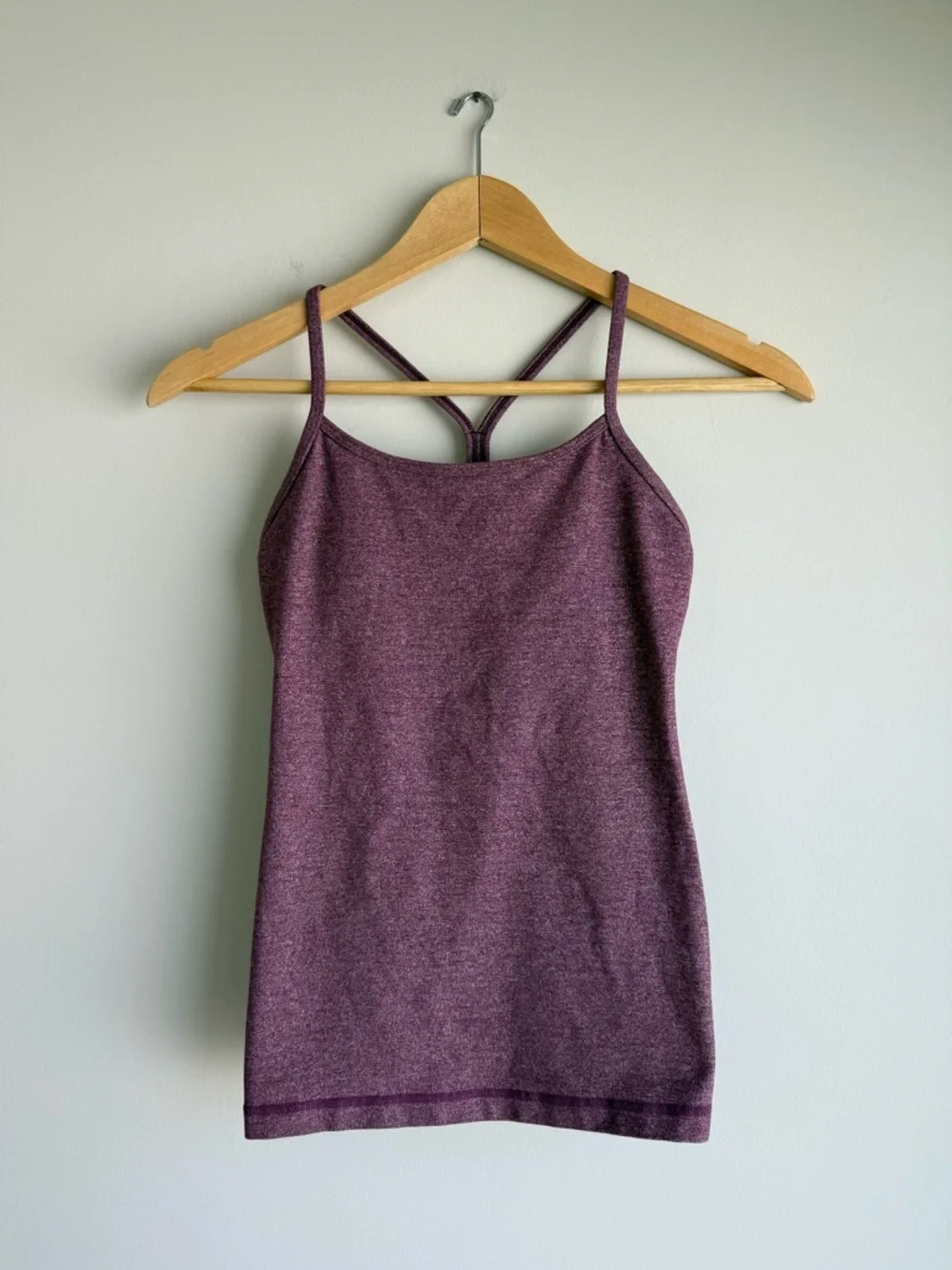 Lululemon Power Y Tank Top Heathered Purple Racerback Shelf Bra Size 4